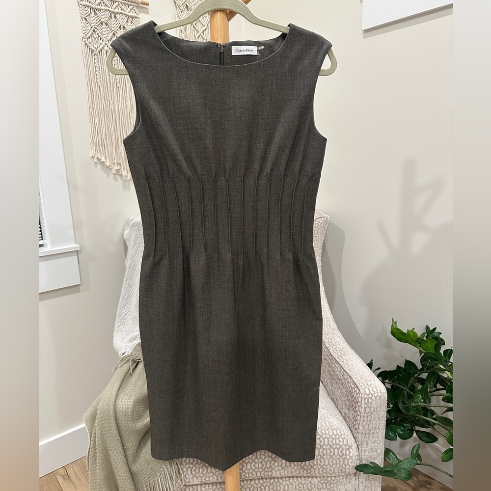 Calvin Klein Women's Charcoal boatneck Midi Dress